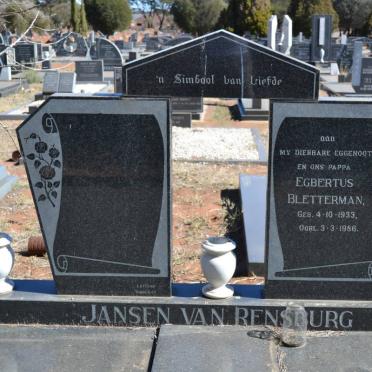 RENSBURG Egbertus Bletterman, Janse van 1933-1986