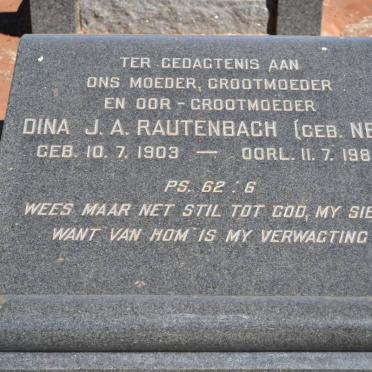 RAUTENBACH Dina J.A. nee NEL 1903-1980