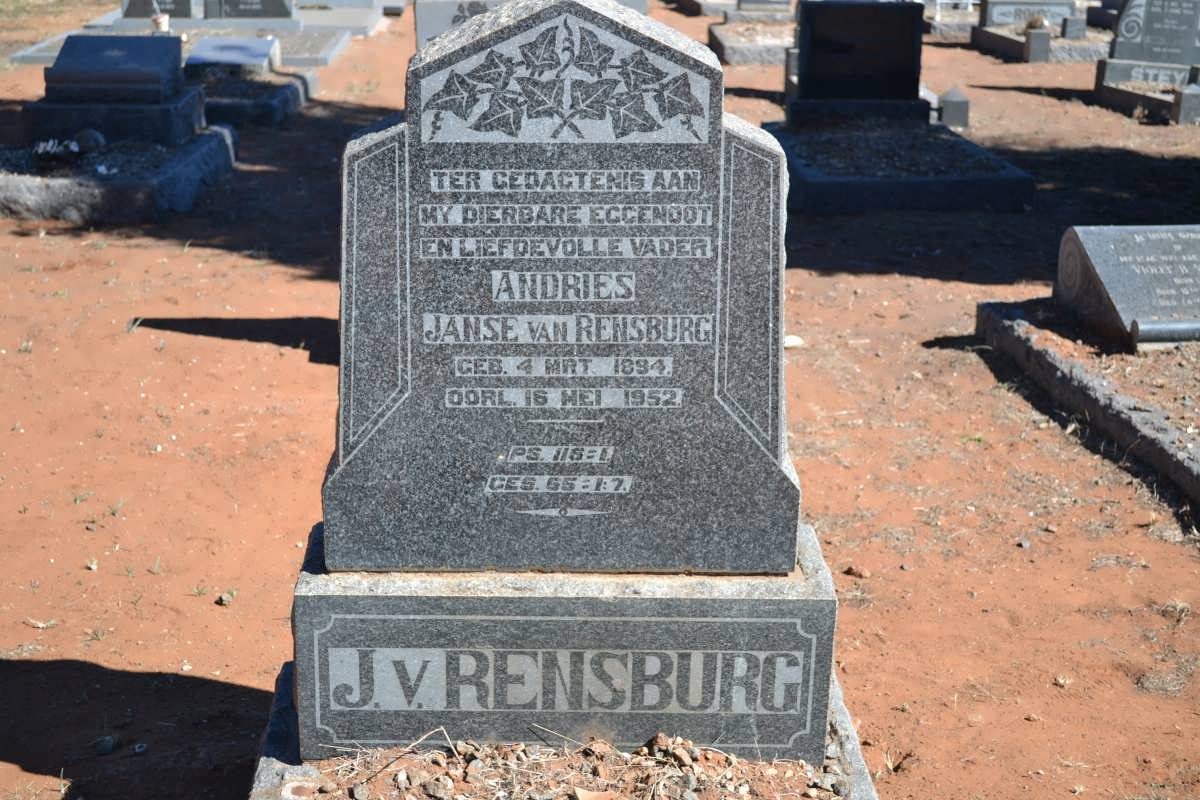 RENSBURG Andries, J.v. 1894-1952