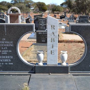 RABIE Frederich Jacobus 1946- &amp; Alida Magdalena 1953-2000