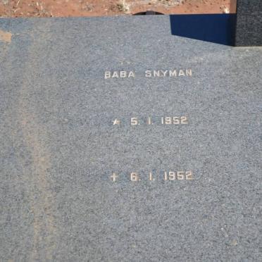 SNYMAN Baba 1952-1952
