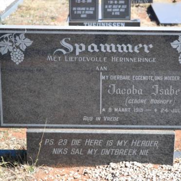 SPAMMER Jacoba Isabella nee BOSHOFF 1913-1987