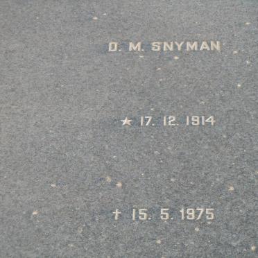 SNYMAN D.M. 1914-1975