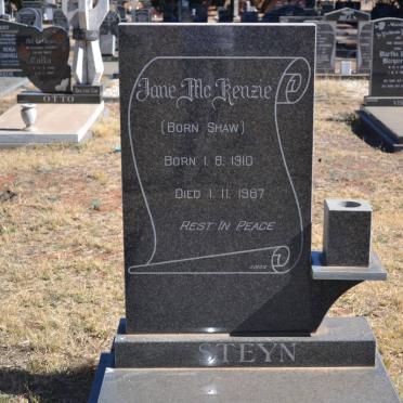 STEYN Jane McKenzie nee SHAW 1910-1987