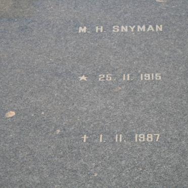 SNYMAN M.H. 1915-1987