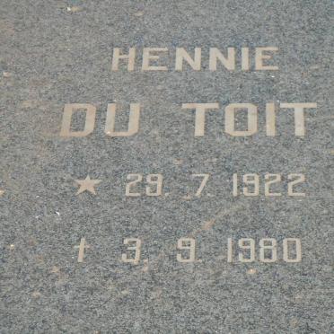 TOIT Hennie, du 1922-1980