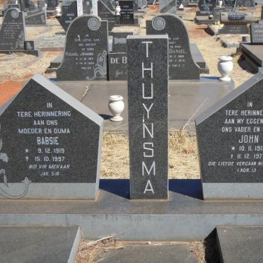 THUYNSMA John 1919-1977 &amp; Babsie 1919-1997