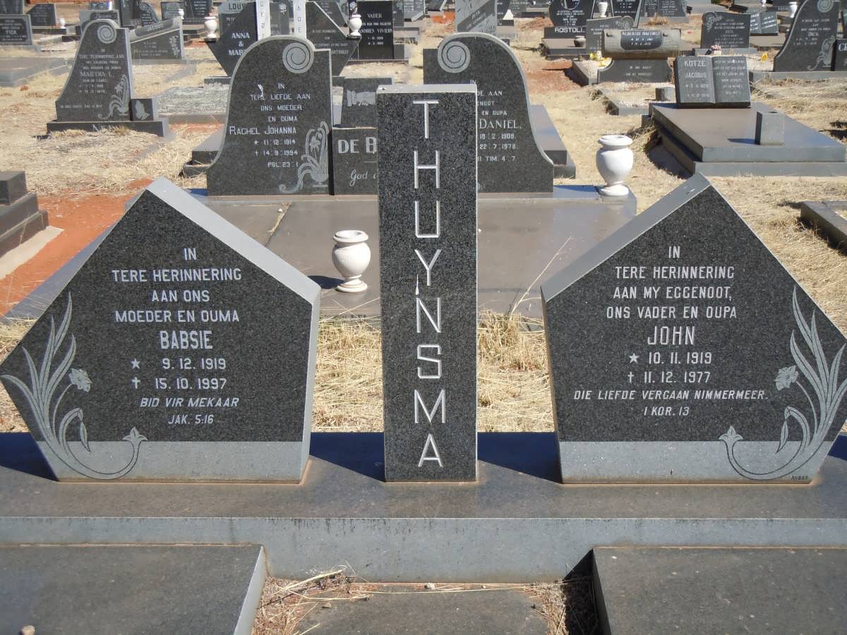 THUYNSMA John 1919-1977 &amp; Babsie 1919-1997