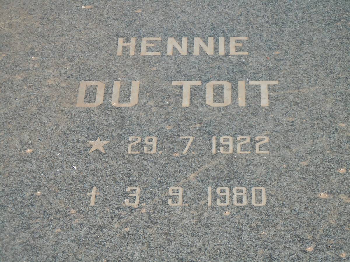 TOIT Hennie, du 1922-1980