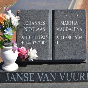 VUUREN Johannes Nicolaas, Janse van 1925-2004 &amp; Martha Magdalena 1934-
