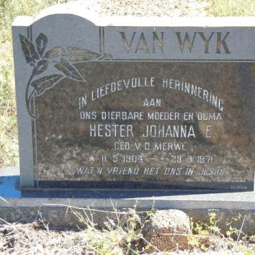 WYK Hester Johanna E., van nee V D MERWE 1904-1971