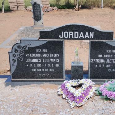JORDAAN Johannes Lodewikus 1910-1981 &amp; Gertruida Aletta Susanna 1909-1998
