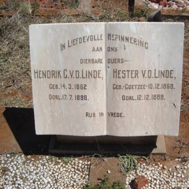 LINDE Hendrik C., v.d. 1852-1888 &amp; Hester COETZEE 1868-1888