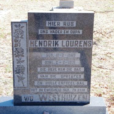 WESTHUIZEN Hendrik Lourens, v.d. 1883-1971