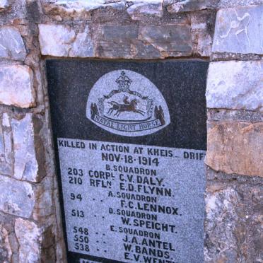 5. Memorial wall:  Kheis - killed in action - 1914 - See names