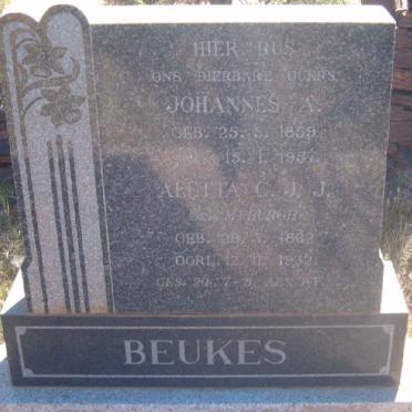BEUKES Johannes A. 1859-1957 &amp; Aletta C.J.J. MYBURGH 1862-1932