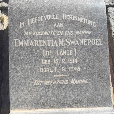 SWANEPOEL Emmarentia M. nee DE LANGE 1914-1945