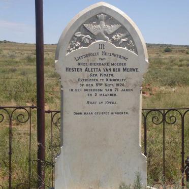 MERWE Hester Aletta, van der, nee VISSER -1920