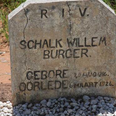 BURGER Schalk Willem 1896-1926