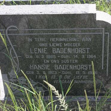 BADENHORST Lenie 1885-1964 :: BADENHORST Hansie 1923-19?6