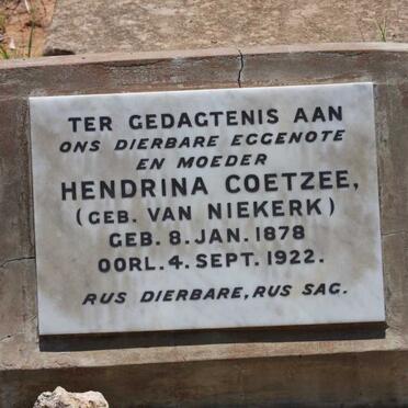 COETZEE Hendrina nee VAN NIEKERK 1878-1922