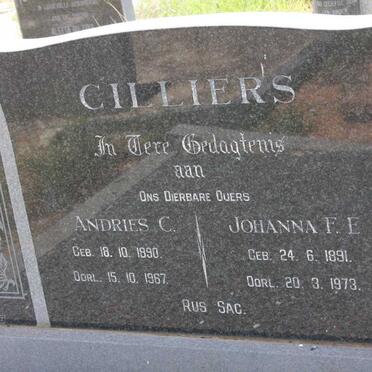 CILLIERS Andries C. 1890-1967 &amp; Johanna F. E. 1891-1973