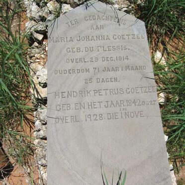 COETZEE Hendrik Petrus 1842-1928 &amp; Maria Johanna DU PLESSIS -1914