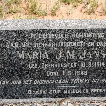 JANSEN  Maria J.M. née OBERHOLTSER 1914-1946