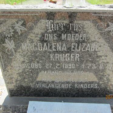 KRUGER Magdalena Elizabeth nee JACOBS 1890-1955