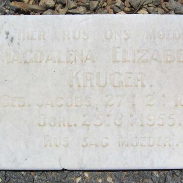 KRUGER Magdalena Elizabeth nee JACOBS 1890-1955