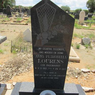 LOURENS Anna Petronella nee BADENHORST 1912-1977