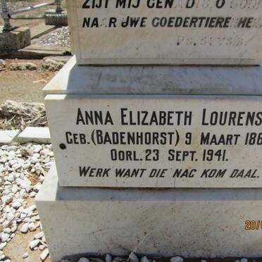 LOURENS Anna Elizabeth nee BADENHORST 1860-1941
