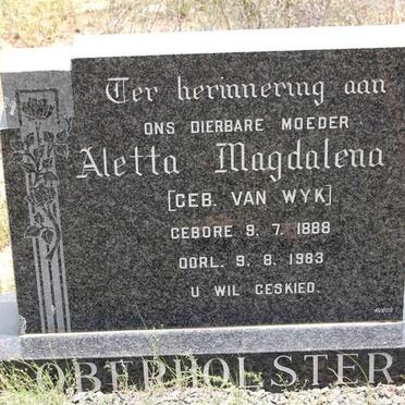 OBERHOLSTER Aletta Magdalena née VAN WYK 1888-1983