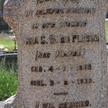 PLESSIS Anna C.S., du nee NAUDE 1889-1935
