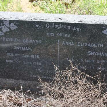 SNYMAN Reynier Adriaan 1858-1935 &amp; Anna Elizabeth Magdalena v.d. LINDE 1866-1939