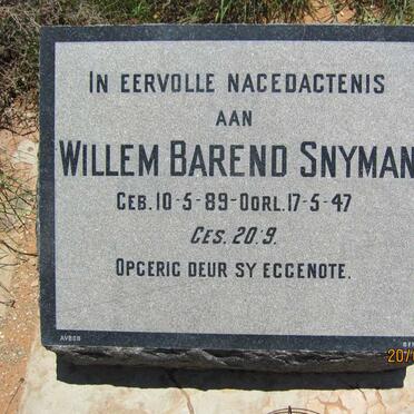 SNYMAN Willem Barend 1889-1947