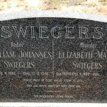 SWIEGERS Gielliam Johannes 1886-1948 &amp; Elizabeth Maria VISSER 1889-