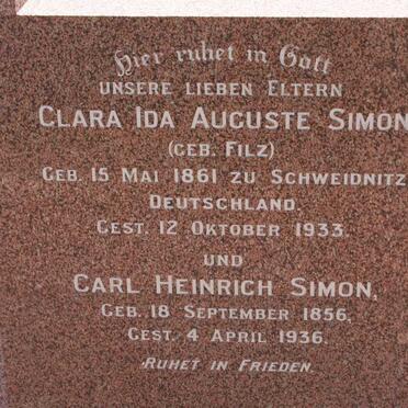 SIMON Carl Heinrich 1856-1936 &amp; Clara Ida Auguste FILZ 1861-1933