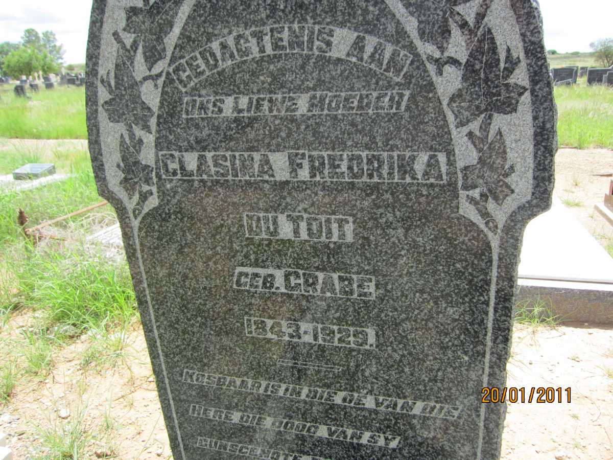 TOIT Clasina Fredrika, du nee GRABE 1843-1929