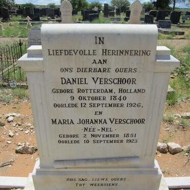 VERSCHOOR Daniel 1840-1926 &amp; Maria Johanna NEL 1851-1923