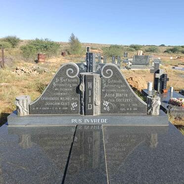 WIID Gerhardus Wilhelmus Joachim 1924-1998 & Anna Maria COETZEE 1925-2016