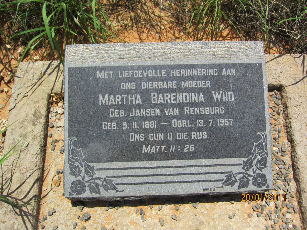 WIID Martha Barendina nee Janse van VUUREN 1881-1957