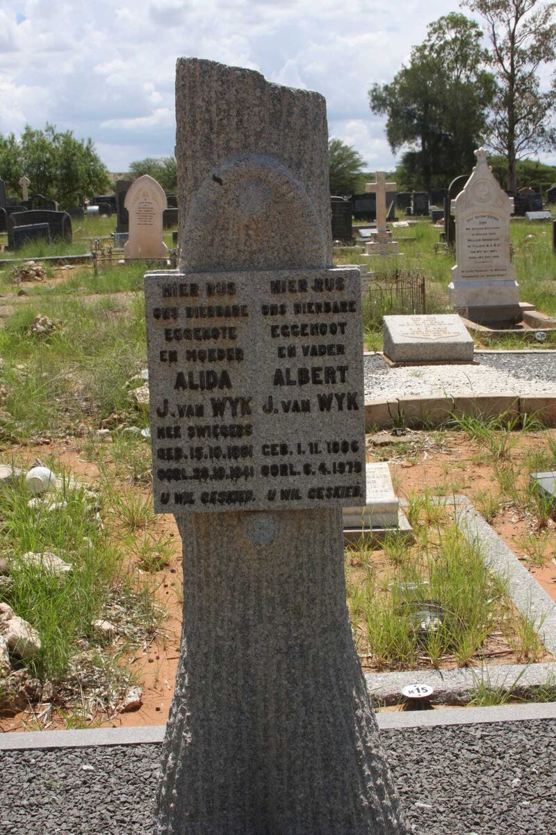 WYK Albert J., van 1886-1979 &amp; Alida J. SWIEGERS 1881-1941