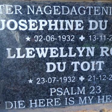 TOIT Llewellyn Roux, du 1932-2015 & Josephine 1932-2011