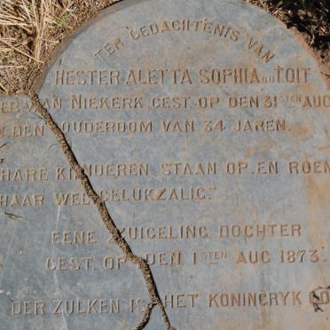 TOIT Hester Aletta Sophia, du nee VAN NIEKERK -1873 :: DU TOIT Infant daughter -1873