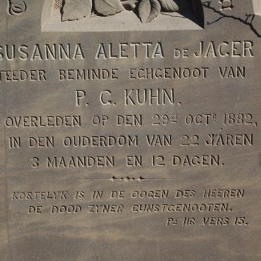 KUHN Susanna Aletta nee DE JAGER -1882