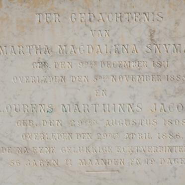 SNYMAN Lourens Marthinus 1808-1886 &amp; Martha Magdalena 1811-1885