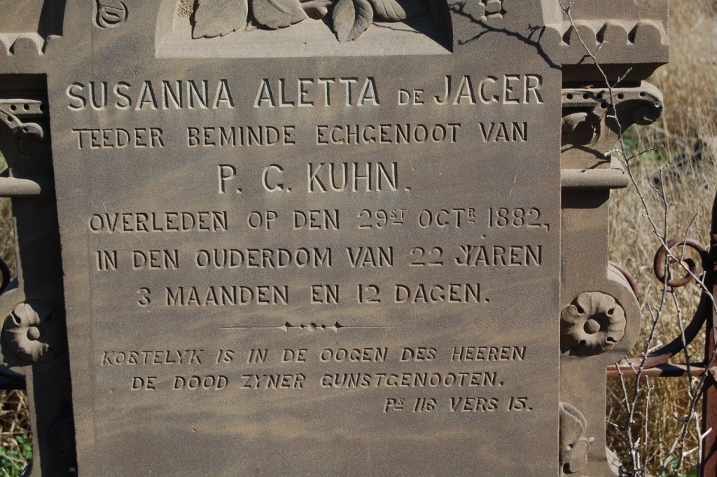 KUHN Susanna Aletta nee DE JAGER -1882