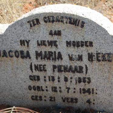 NIEKERK Jacoba Maria nee PIENAAR 1853-1941