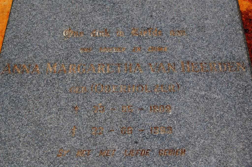 HEERDEN Anna Margaretha, van née OBERHOLZER 1909-19??